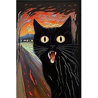 RMSGOZO Surprised Black Cat Wall Art Canvas Paintings - Abstract